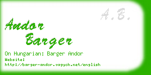 andor barger business card